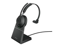 Jabra Evolve2 65 MS Mono Belaidės ausinės, Bluetooth, USB-A, Charging Stovas, Juoda
