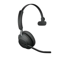 Ausinės Jabra Evolve2 65, MS Mono, Juodos. Belaidės, juodas Bluetooth, su Link 380 USB-A, optimizuota Microsoft Teams