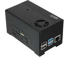 Korpusas mini kompiuteriui Raspberry Pi 3/4, aliuminis, ant DIN bėgelio, skirtas naudoti su STROMPI3 JOY-IT