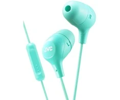 Į ausis įkišamos Ausinės su mikrofonu JVC HA-FX38MGE su minkštais ausų kištukais, žalios
