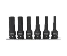 Smūginių galvučių antgalių komplektas 1/2", ilgos,HEX 8-19m, KS Tools