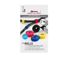 LABEL THE CABLE double-sided hook and loop tape roll, 4x 1m – assorted colours