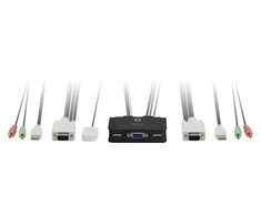 Level One LevelOne KVM Switch 2-Port USB VGA Kabelis audio support sw