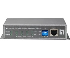 Level One Skaitmeninio duomenų perdavimo LevelOne 120 W 4 FE didelės galios PoE Plus 1 FE jungiklis su maitinimo adapteriu