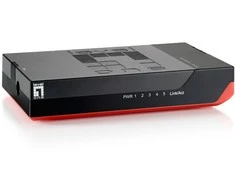 Šakotuvas Level One LevelOne GSW-0507 tinklo komutatorius Ne-valdomas Gigabit Ethernet (10/100/1000) Juoda, Raudona