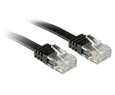 Lindy U/UTP Flat PatchCord Cat6. CU. Juodas. 0.3m