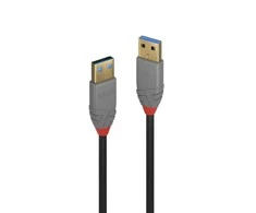 USB Kabelis - LINDY Anthra Line USB 3.2 Type A Laidas, M/M, 5Gbps, 0.5 m, Juodas