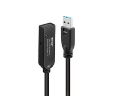 USB Prailginimo Laidas - LINDY USB 3.0 Aktyvus Prailginimo Laidas Type A į C, 10 m, Juodas