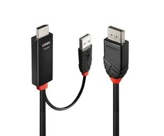 Adapterio Kabelis - LINDY HDMI į Ekranas Port 4K60Hz Adapterio Kabelis, 4096x2160, 21.6GB/s, 2 m, Juodas