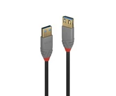 USB Prailginimo Laidas - LINDY Anthra Line USB 3.2 M/F Laidas, 5Gbps, 2 m, Juodas