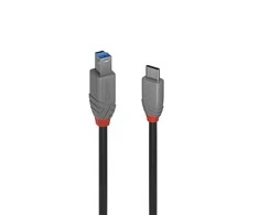 USB Kabelis - LINDY Anthra Line USB 3.2 Type C į B Laidas, M/M, 5Gbps, 2 m, Juodas