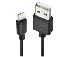 USB Kabelis - LINDY USB Type A į Lightning Laidas, M/M, 480Mbps, Patvarus PVC, 3 m, Juodas