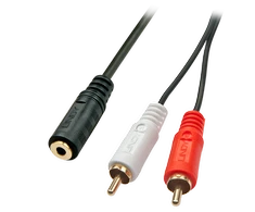 Garso/Vaizdo Adapteris - LINDY Garso/Vaizdo Adapterio Kabelis 3.5 mm iki 2 x RCA, F/M, 1.5 m, Juodas