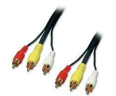 AV Kabelis - Lindy 3xRCA M/M 1 m Paauksuotas