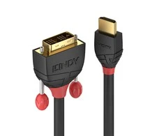 HDMI Laidas - LINDY Juodas Line HDMI į DVI-D Laidas, M/M, 1920x1200@60Hz, 0.5 m, Juodas