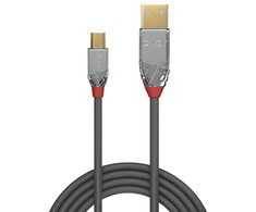 USB Kabelis - LINDY Cromo Line USB 2.0 Type A į Mini-B Laidas, 480Mbps, 1 m, Pilkas