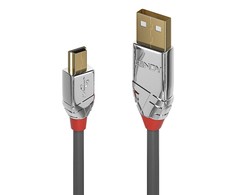 USB Kabelis - LINDY Cromo Line USB 2.0 Type A į Mini-B Laidas, M/M, 480Mbps, 5 m, Pilkas