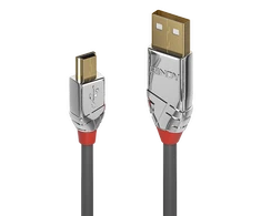 USB Kabelis - LINDY Cromo Line USB 2.0 Type A į Mini-B Laidas, 7.5 m, Pilkas