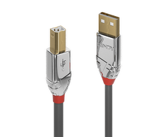 USB Kabelis - LINDY Cromo Line USB 2.0 Type A į B Laidas, M/M, 480Mbps, 1 m, Pilkas