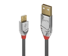USB Kabelis - LINDY Cromo Line USB 2.0 Type A į Micro-B Laidas, M/M, 480Mbps, 2 m, Pilkas
