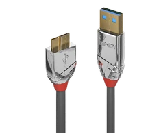 USB Kabelis - LINDY Cromo Line USB 3.2 Type A į Micro-B Laidas, M/M, 5Gbps, 1 m, Pilkas