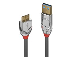 USB Laidas - LINDY Cromo Line USB 3.2 Type A į Micro-B Laidas, M/M, 5Gbps, 2 m, Pilkas