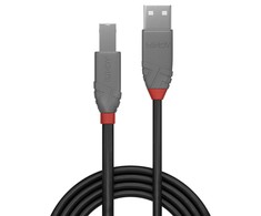 USB Kabelis - LINDY Anthra Line USB 2.0 Type A į B M/F Laidas, 480Mbps, 0.5 m, Juodas