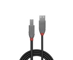 USB Kabelis - LINDY Anthra Line USB 2.0 Type A į B Laidas, 3 m, Juodas