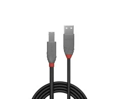 USB Kabelis - LINDY Anthra Line USB 2.0 Type A į B Laidas, 3 m, Juodas