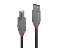 USB Kabelis - LINDY Anthra Line USB 2.0 Type A to B Laidas, 10 m, Juodas