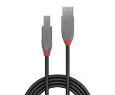 USB Kabelis - LINDY Anthra Line USB 2.0 Type A to B Laidas, 10 m, Juodas