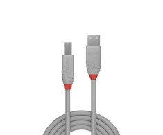 USB Kabelis - LINDY Anthra Line USB 2.0 Type A į B Laidas M/M, 1 m, Pilkas