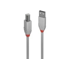 USB Kabelis - LINDY Anthra Line USB 2.0 Type A į B Laidas M/M, 2 m, Pilkas