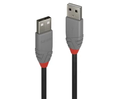 USB Kabelis - LINDY Anthra Line USB 2.0 Type A į A Laidas, M/M, 480Mbps, PVC, 0.2 m, Juodas