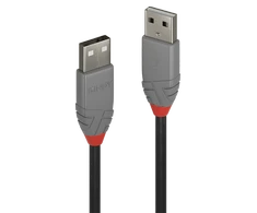 USB Kabelis - LINDY Anthra Line USB 2.0 Type A į A Laidas, M/M, 0.5 m, Juodas