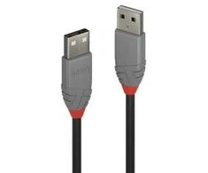 USB Kabelis - LINDY Anthra Line USB 2.0 Type A į A Laidas M/M, 3 m, Juodas
