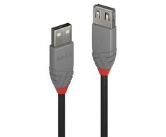 USB Prailginimo Laidas - LINDY Anthra Line USB 2.0 Tipo A Prailginimo Laidas, M/F, 480Mbps, 0.5 m, Juodas