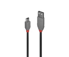 USB Kabelis - LINDY Anthra Line USB 2.0 Type A į Mini-B Laidas M/M, 5 m, Juodas