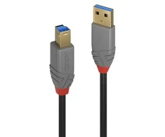 USB Kabelis - LINDY USB 3.2 Type A į B Laidas, M/M, 5Gbps, 3 m, Juodas