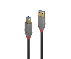 USB Kabelis - LINDY Anthra Line USB 3.2 Type A į B Laidas, M/M, 5Gbps, 5 m, Juodas