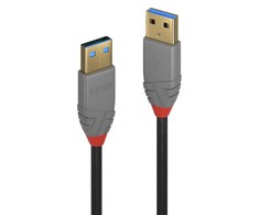 USB Kabelis - LINDY Anthra Line USB 3.2 Type A Laidas, 5Gbps, M/M, 1 m, Juodas