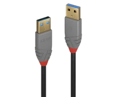 USB Kabelis - LINDY Anthra Line USB 3.2 Type A Laidas M/M, 5Gbps, 2 m, Juodas