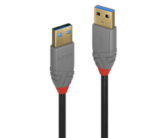 USB Kabelis - LINDY Anthra Line USB 3.2 Type A Laidas, M/M, 5Gbps, 5 m, Juodas