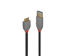 USB Kabelis - LINDY Anthra Line USB 3.2 Type A į Micro-B Laidas, M/M, 5Gbps, 1 m, Juodas