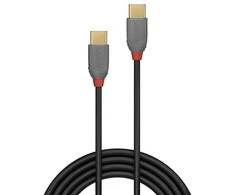 USB Kabelis - LINDY Anthra Line USB 2.0 Type C Laidas M/M, 60W PD, 3 m, Juodas