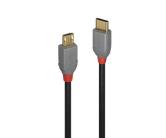 USB Kabelis - LINDY Anthra Line USB 2.0 Type C į Micro-B Laidas, M/M, 2.5W, 480Mbps, 1 m, Juodas