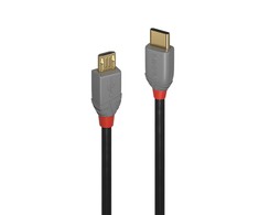 USB Kabelis - LINDY Anthra Line USB 2.0 Type C į Micro-B Laidas, M/M, 480Mbps, 2 m, Juodas