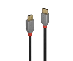 USB Kabelis - LINDY Anthra Line USB 2.0 Type C į Micro-B Laidas, M/M, 480Mbps, 2 m, Juodas