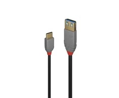 Adapteris - LINDY Anthra Line USB 3.2 Type C į A Adapterio Laidas, 10Gbps, 0.15 m, Juodas