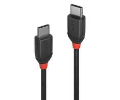 USB Kabelis - LINDY Juodas Line USB 3.2 Type C Laidas M/M, 20Gbps, 60W PD, 1 m, Juodas
